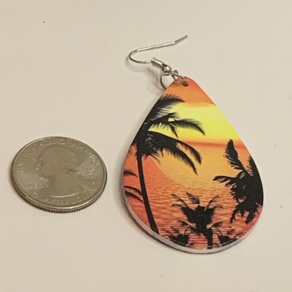 Palm Tree Earring, Tree Earring, Beach Earring, Gift Idea, Sunset Earring, Tree - Picture 7 of 7